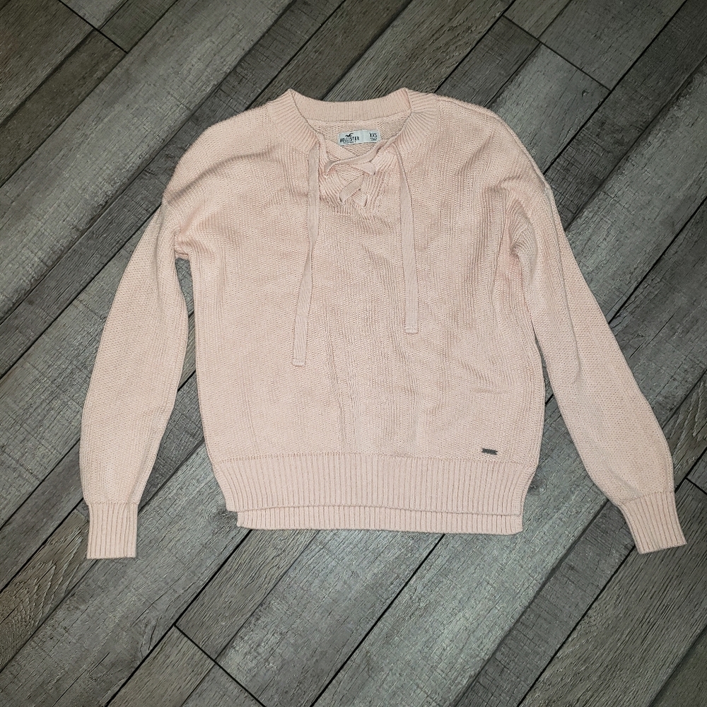 Hollister Lace up Front Sweater Light Pink